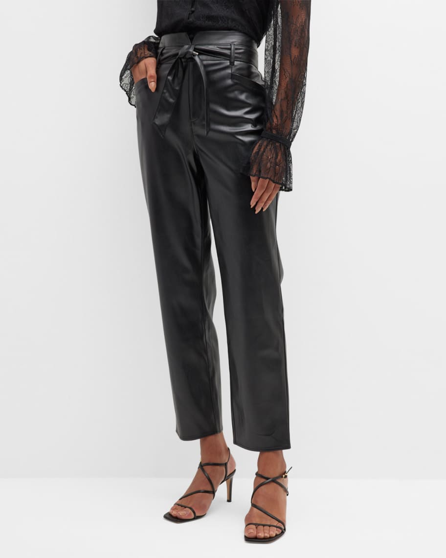 PAIGE Kina Vegan Leather Straight Ankle Trousers | Neiman Marcus
