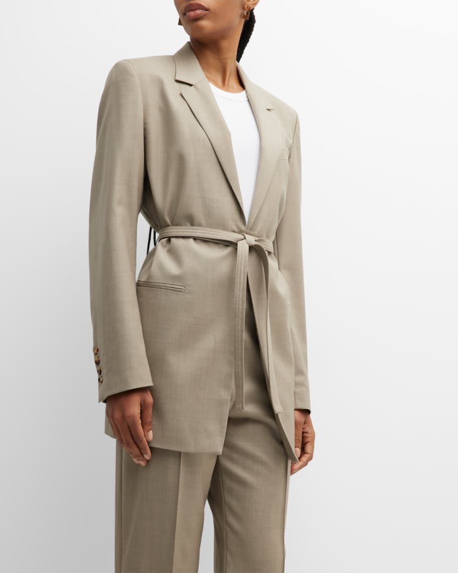 Belted wrap blazer deals