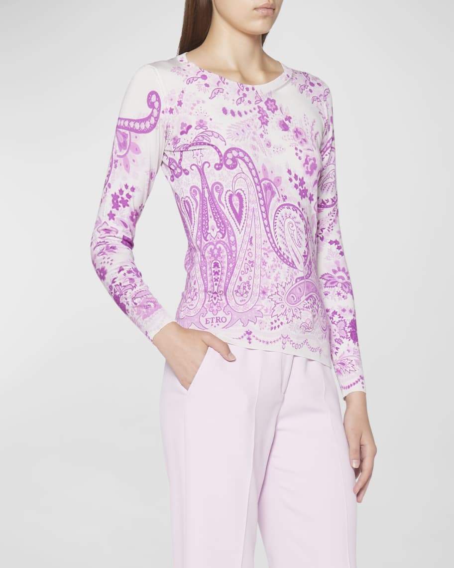 ETRO★美品❗️シルク100%ボーブラウス Etro Potpourri Paisley-Print Silk-Cashmere Sweater | Neiman Marcus