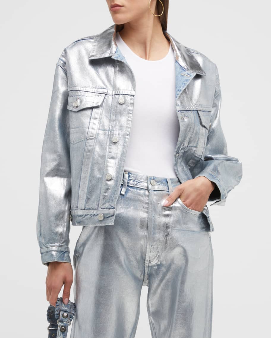 AGOLDE Charli Metallic Trucker Jacket Neiman Marcus