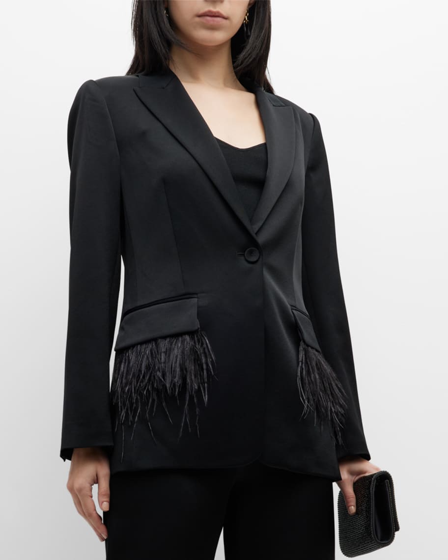 Kobi Halperin Finley Pocket FeatherTrim Jacket Neiman Marcus