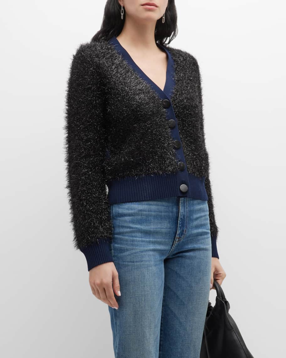 Tory Burch TwoTone ButtonDown Tinsel Cardigan Neiman Marcus