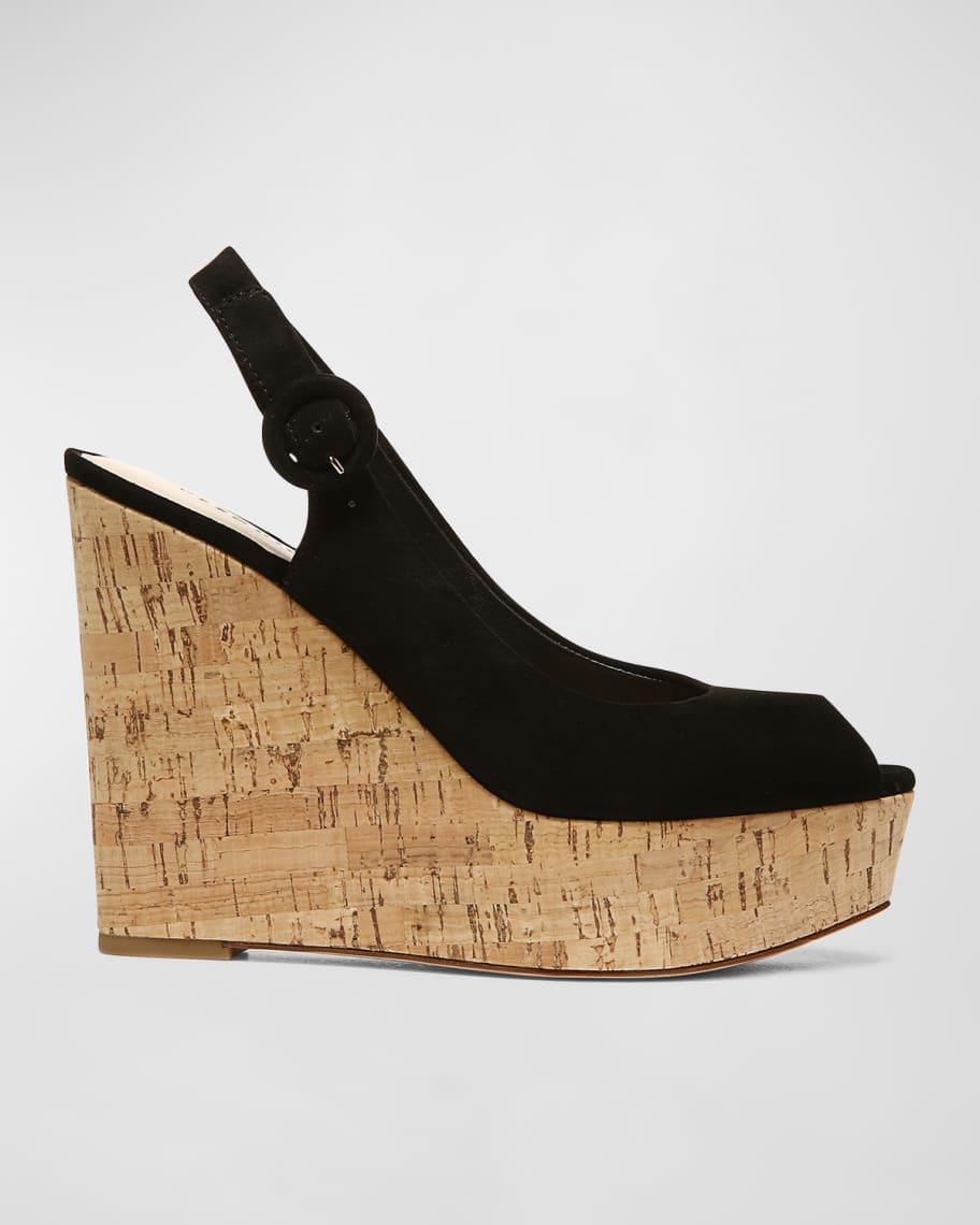 Peep toe suede slingback chunky sandals deals