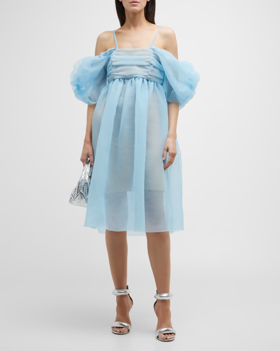 Paskal Off-the-Shoulder Tulle Midi Dress | Neiman Marcus