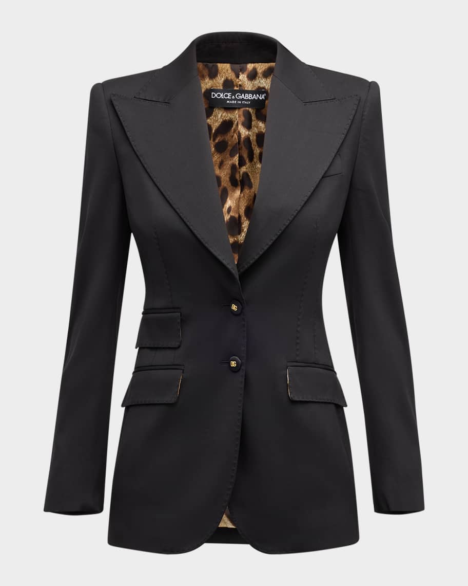 Wool Blazer Jacket w/ Button Detail