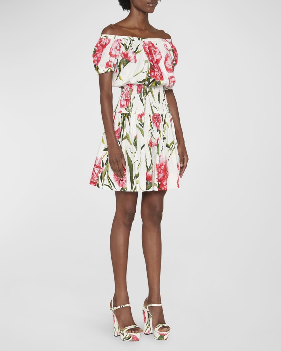 Likely River Mini Puff-Sleeve Tiered Dress | Neiman Marcus