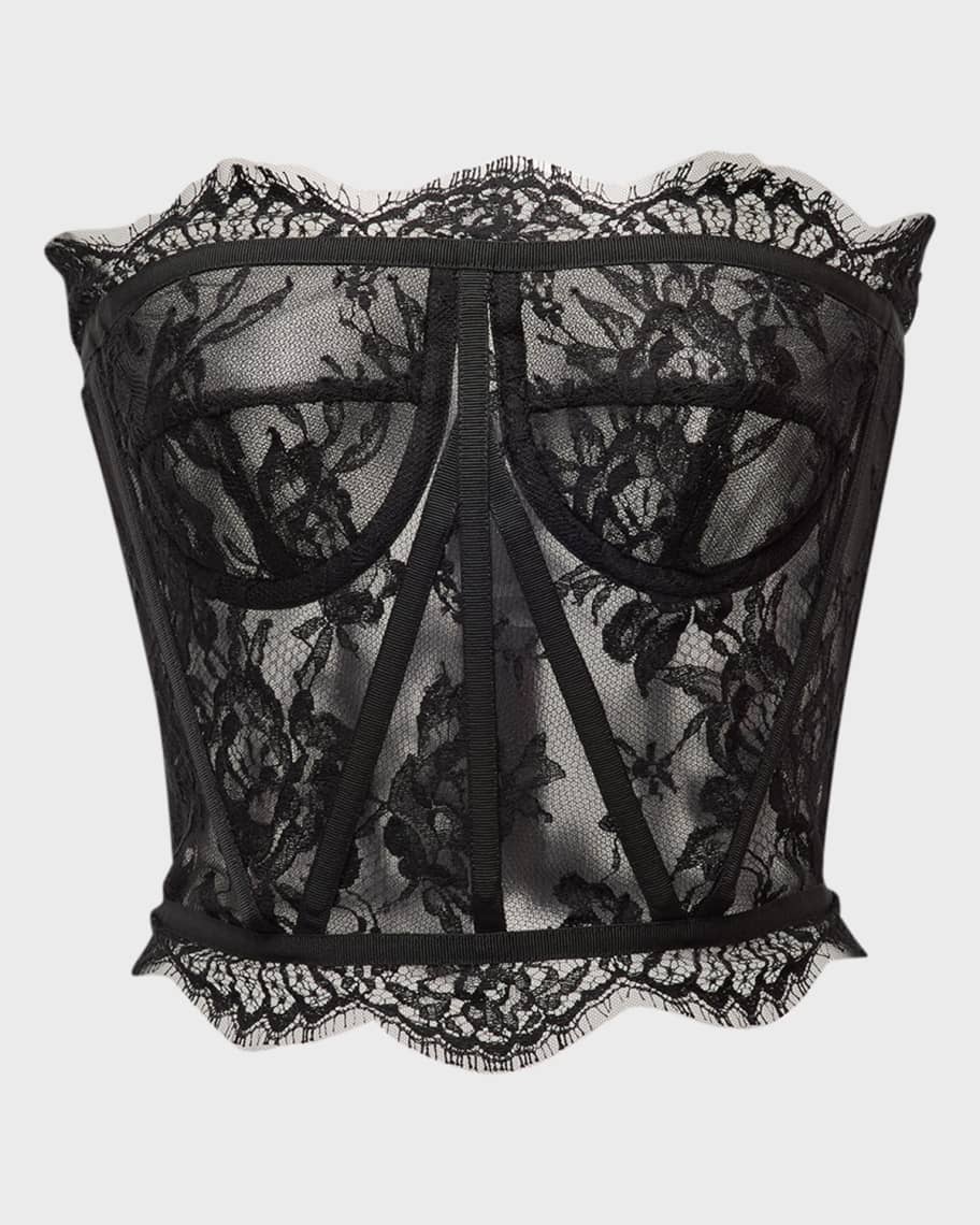 Dolce&Gabbana Scalloped Lace Strapless Corset Top | Neiman Marcus