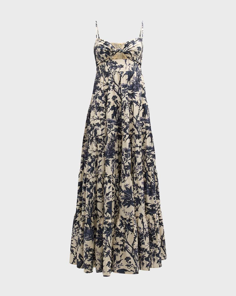 Image 1 of 6: Delilah Floral Cotton Spaghetti-Strap Maxi Dress