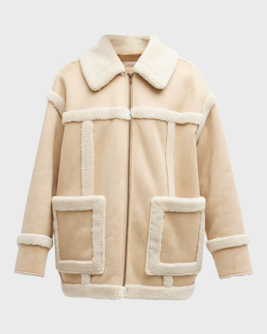 Mother the boxy faux shearling moto jacket new arrivals