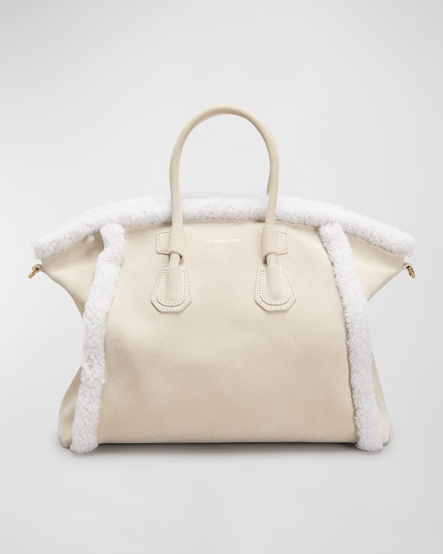 Givenchy Small Antigona Sport Shoulder Bag in Suede & Shearling