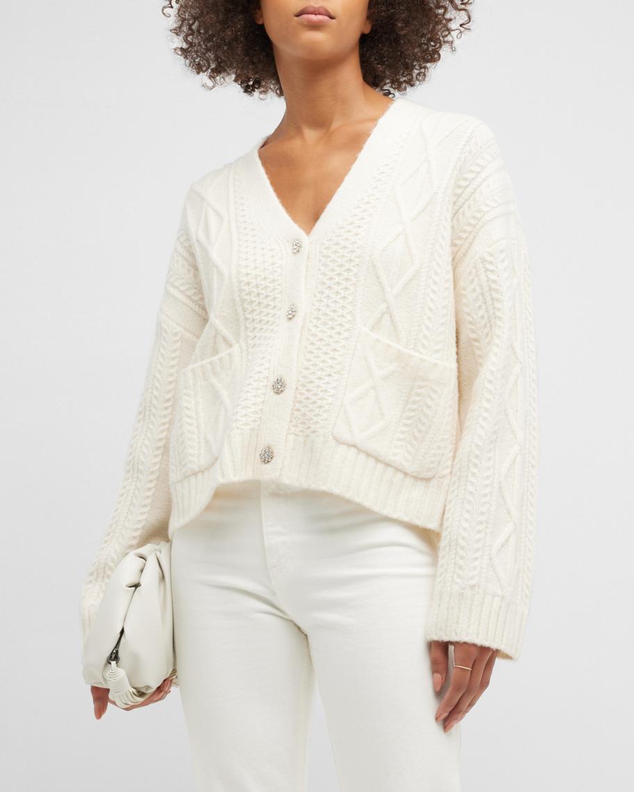 Rails Bixby Cable-Knit Cropped Cardigan | Neiman Marcus