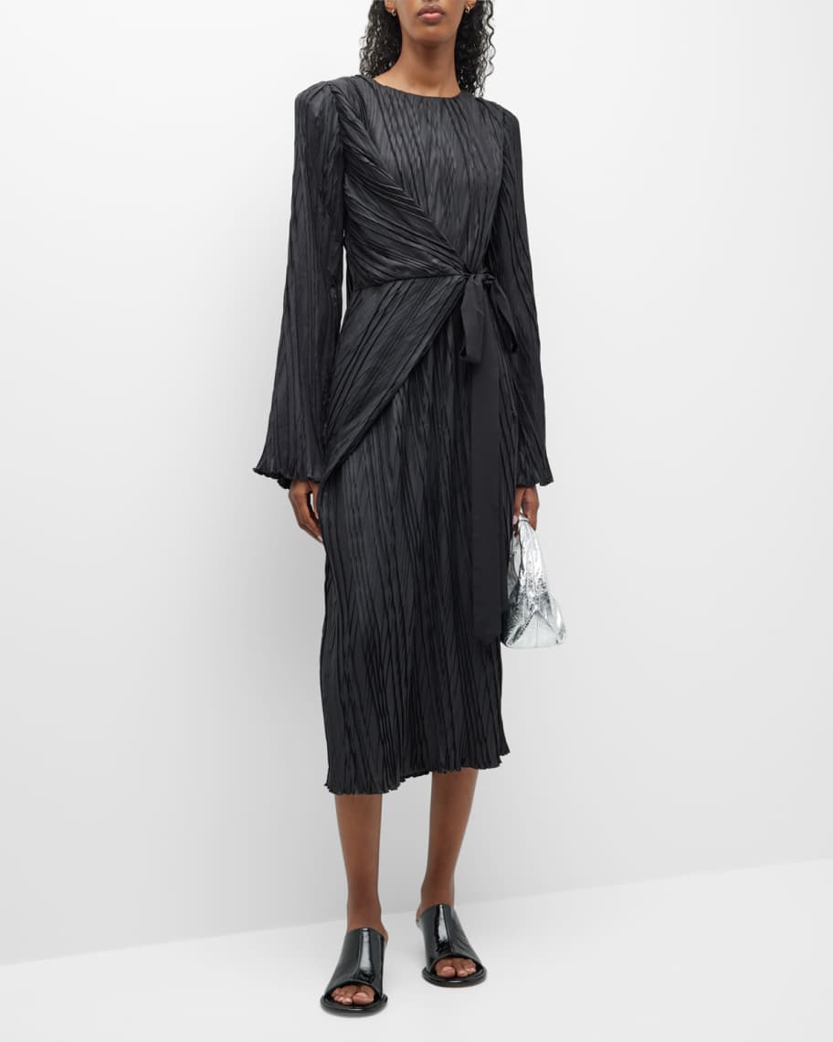 Rohe Pleated Midi Wrap Dress | Neiman Marcus