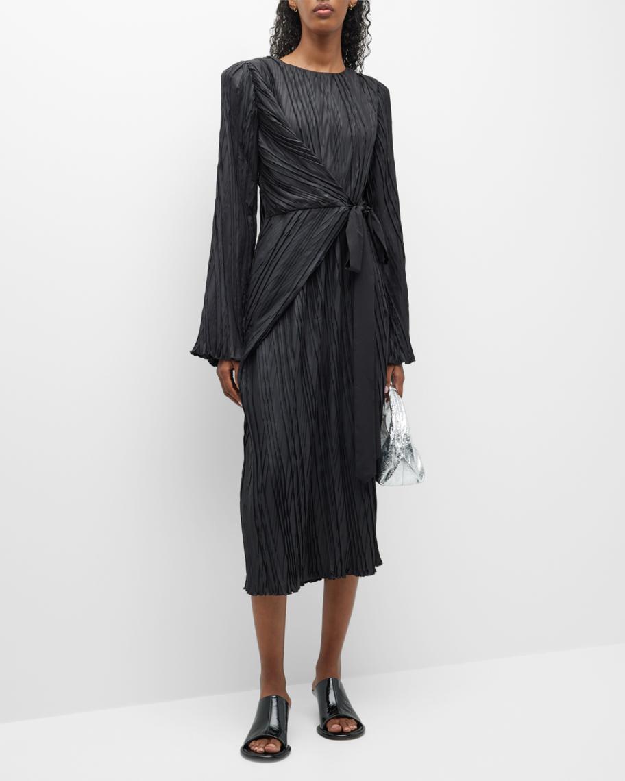 pleated wrap dress Occasion Pleated Wrap Midi Dress