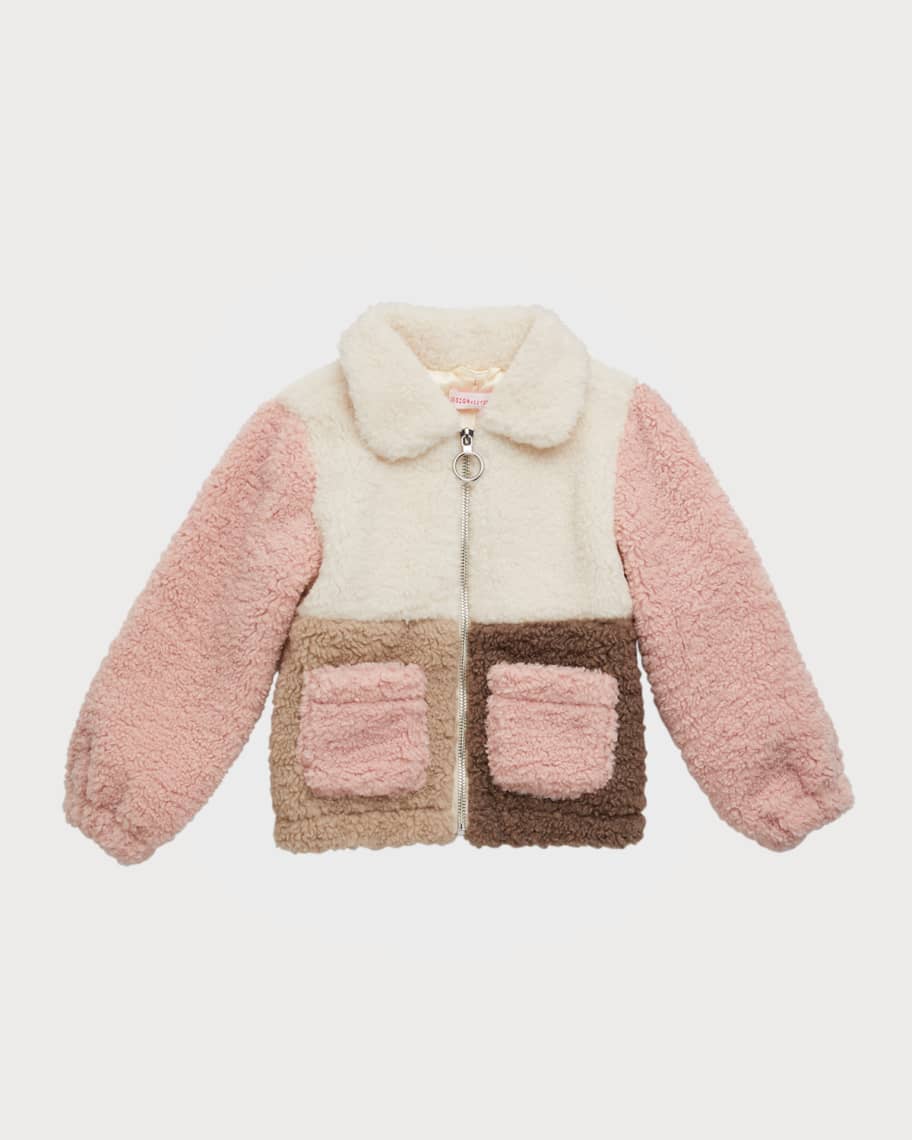 Design History Girl's Colorblock Sherpa Jacket, Size 4-6X | Neiman Marcus