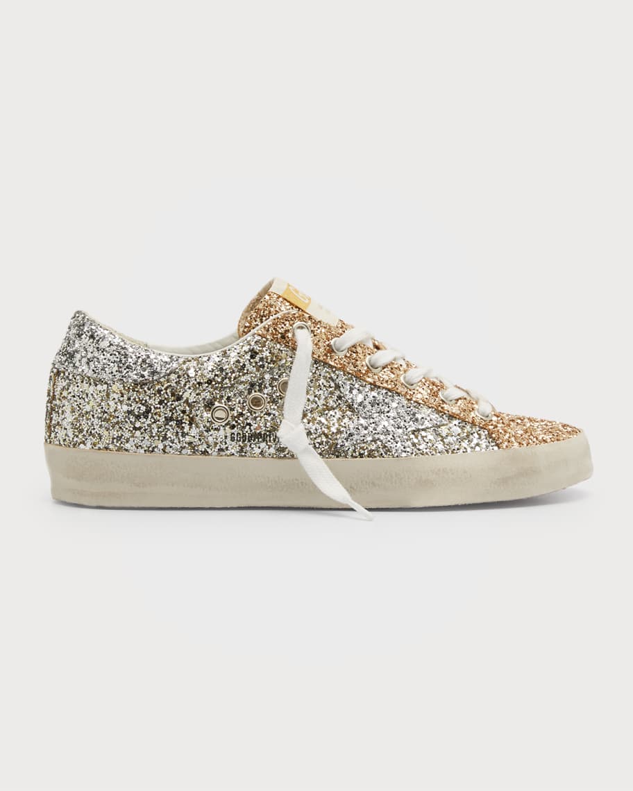 Golden Goose Superstar Bicolor Glitter Low-Top Sneakers | Neiman Marcus