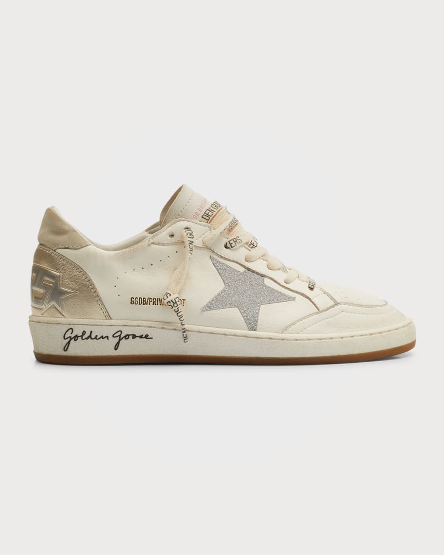 Golden Goose Ballstar Metallic Leather Low-Top Sneakers | Neiman Marcus