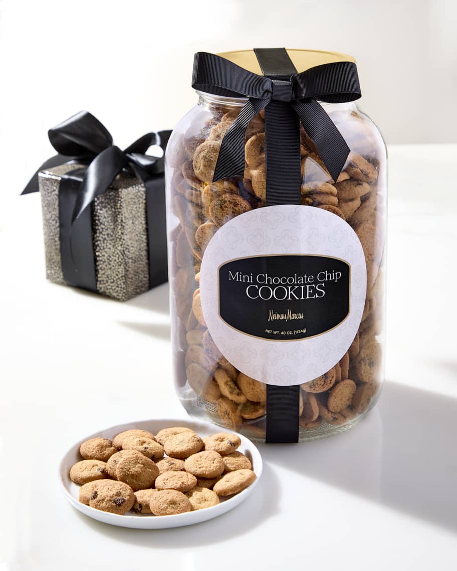 Large Glass Cookie Jar w/ Mini Chocolate Chip Cookies