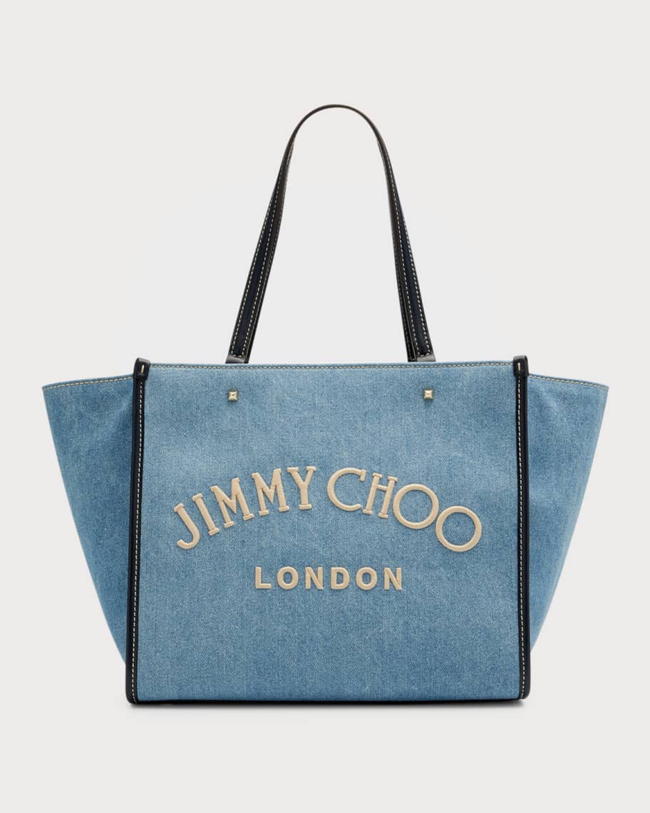 Jimmy Choo Varenne London Logo Denim Tote Bag | Neiman Marcus