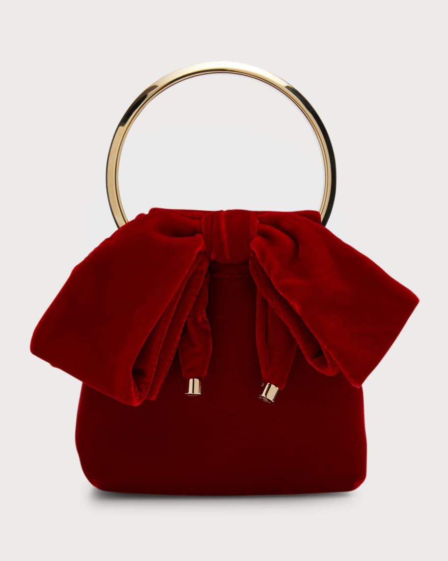 Jimmy Choo Bon Bon Bow Velvet Top Handle Bag Neiman Marcus