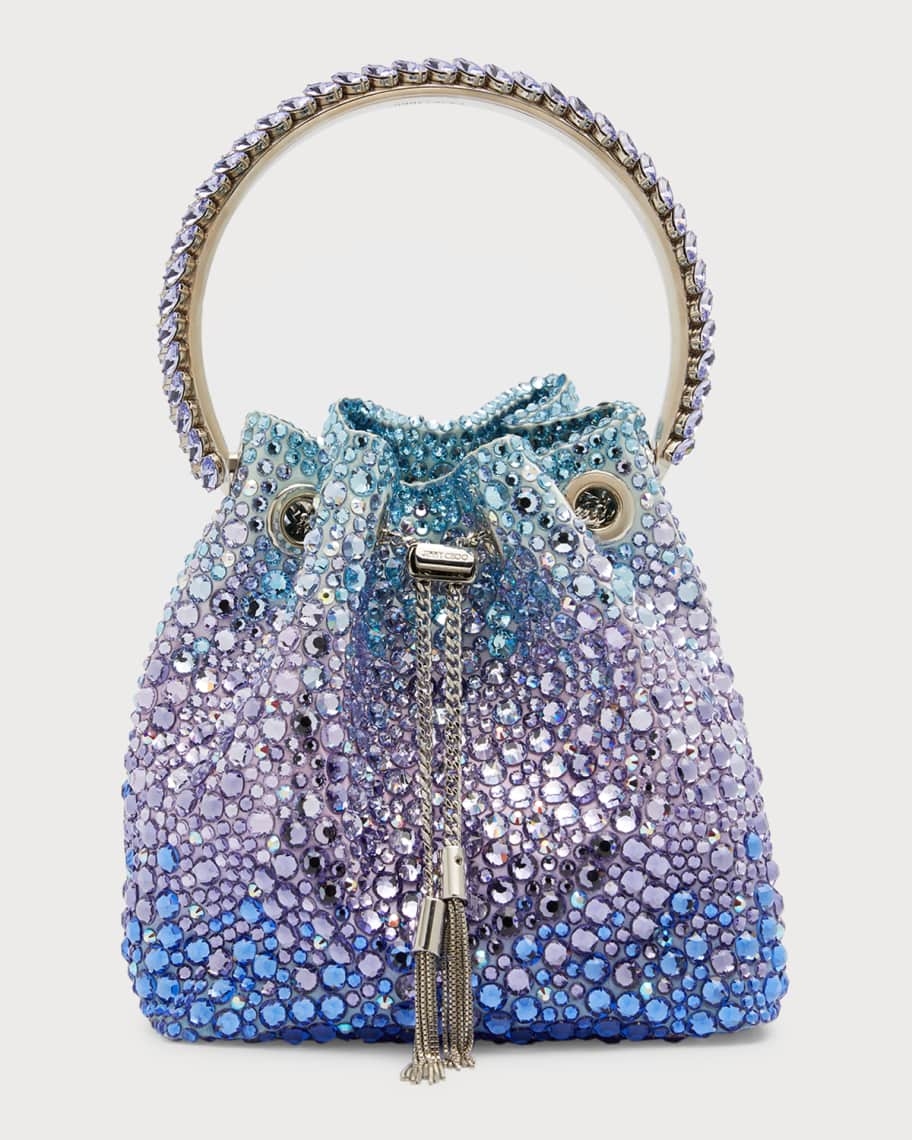 Jimmy Choo Silver Satin Crystal Mesh Bon Bon Bucket Bag at 1stDibs