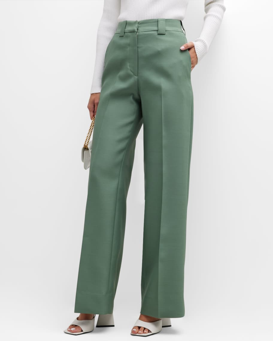 INTERIOR Marlowe Wide-Leg Cotton Crepe Trousers