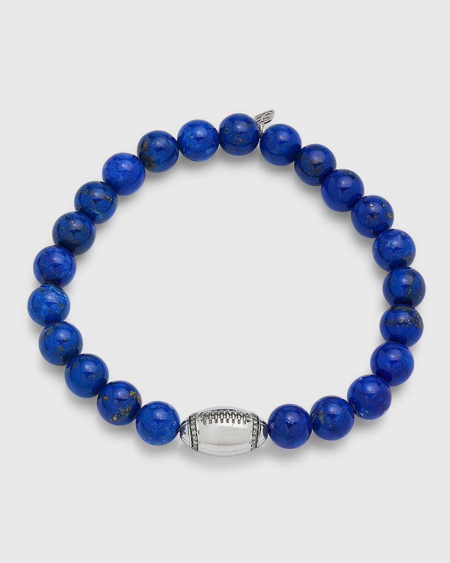 Sydney Evan Men's Lapis Lazuli Bead Bracelet with Football Bead