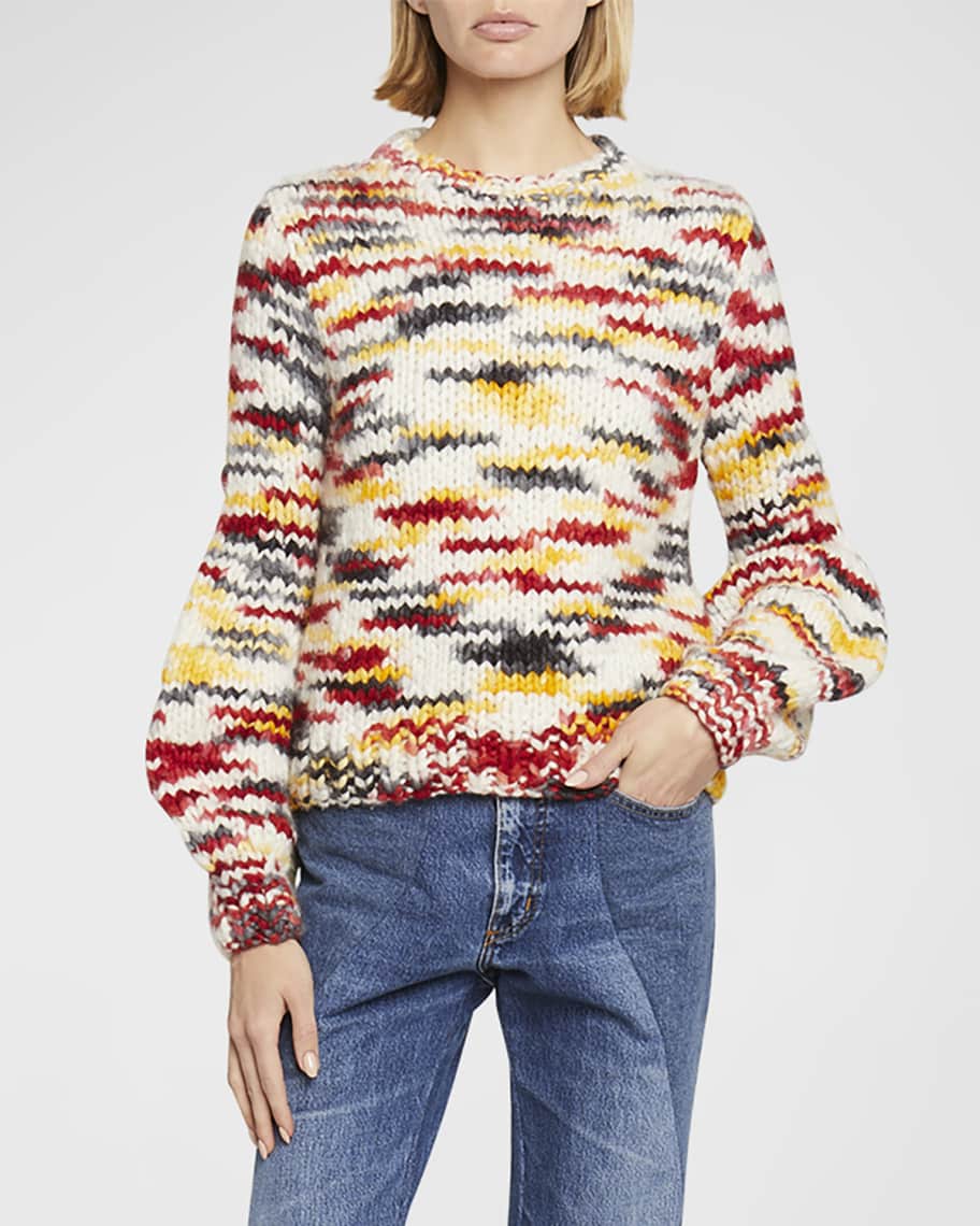 Monogram Jacquard Wool And Cotton Blend Sweater in Multicoloured