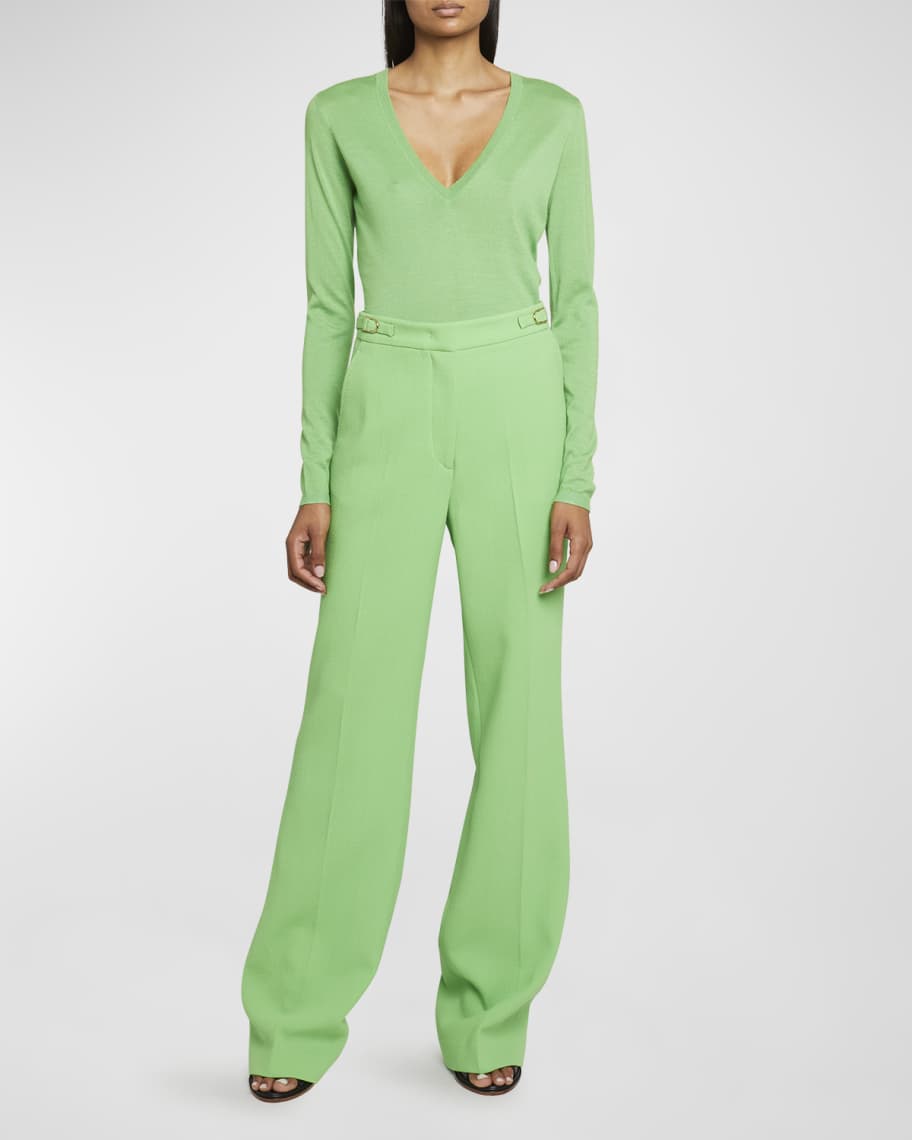 Gabriela Hearst Vesta Trouser Pants w/ Hip Detail | Neiman Marcus
