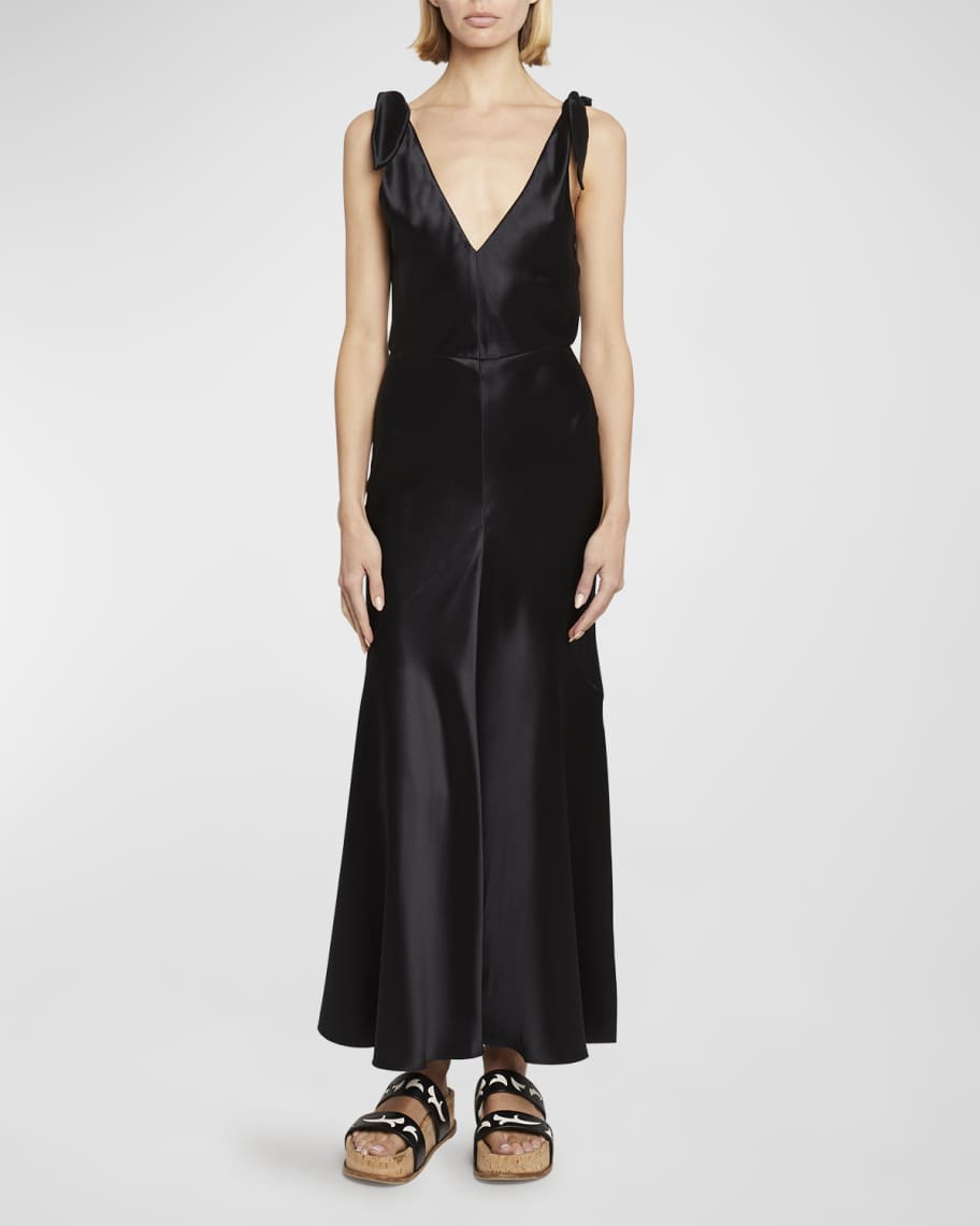 Gabriela Hearst Havilland Silk Midi Dress w/ Tie Details | Neiman Marcus