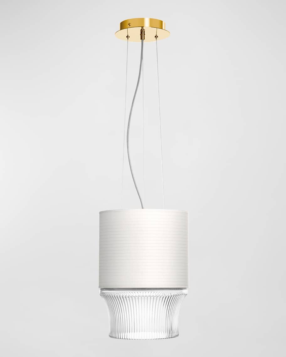 Saint Louis Crystal Large Golden Crystal & Paper Pendant Lights, Set of