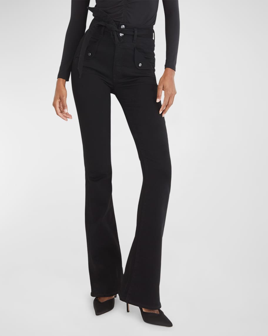 Veronica Beard Giselle High Waist Slim Flare Jeans in Washed Oxford , Size 24