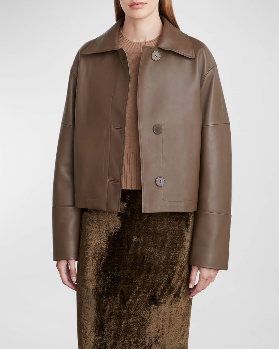 Vince collarless leather jacket store