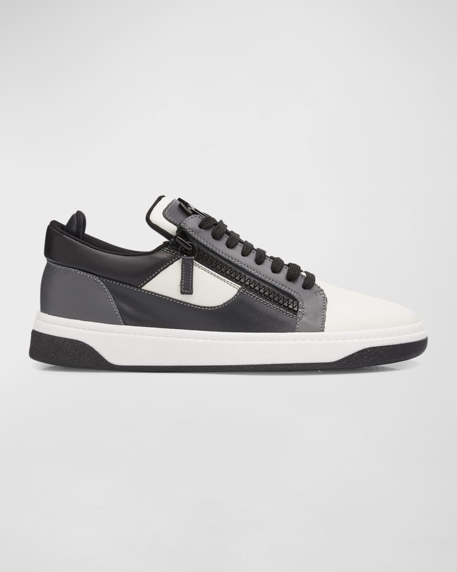 "tonta"  Giuseppe Zanotti Men's Leather Low-Top Zip Sneakers | Neiman
