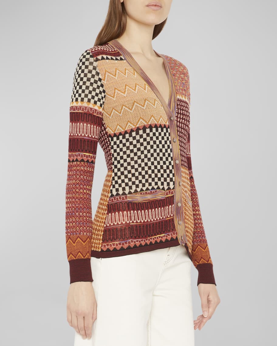 Ulla Johnson Medina Masque Patchwork Jacquard Cardigan Neiman Marcus
