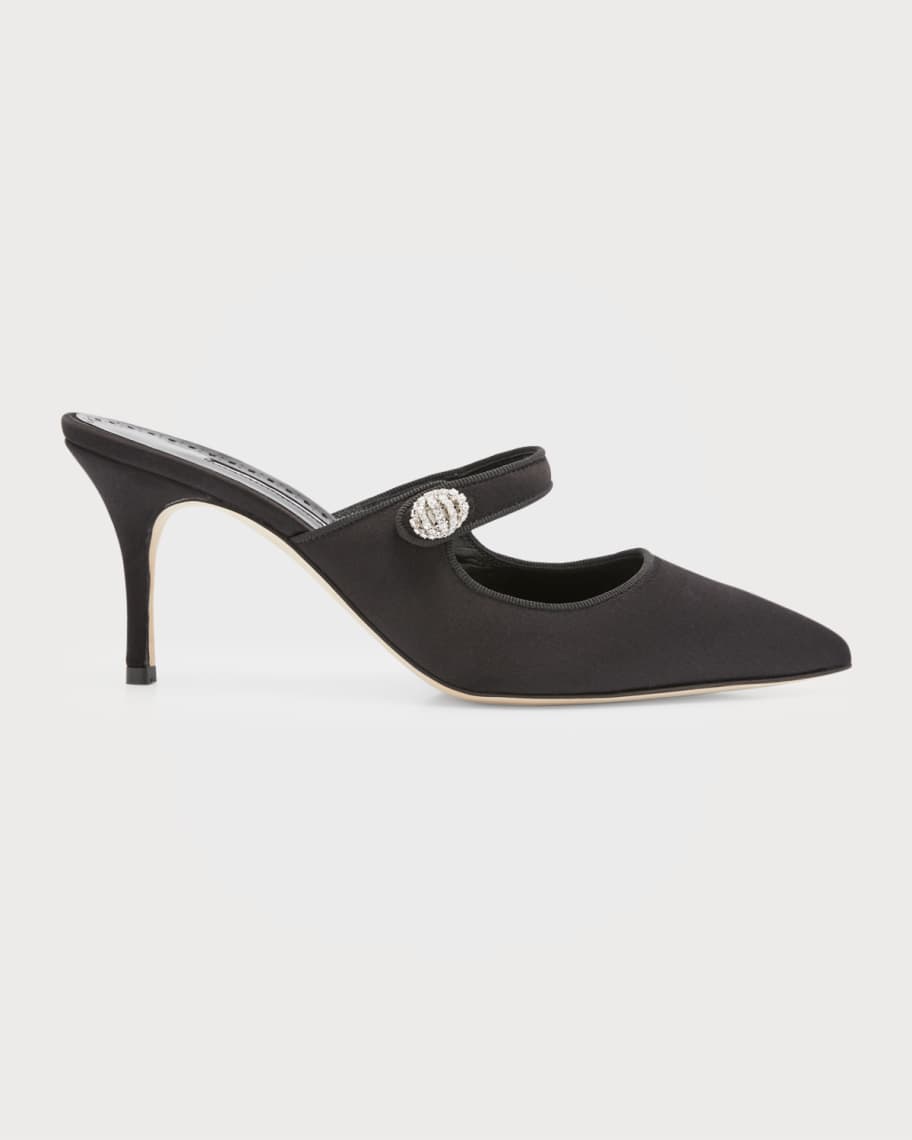 Image 1 of 6: Satin Mary Jane Stiletto Mules