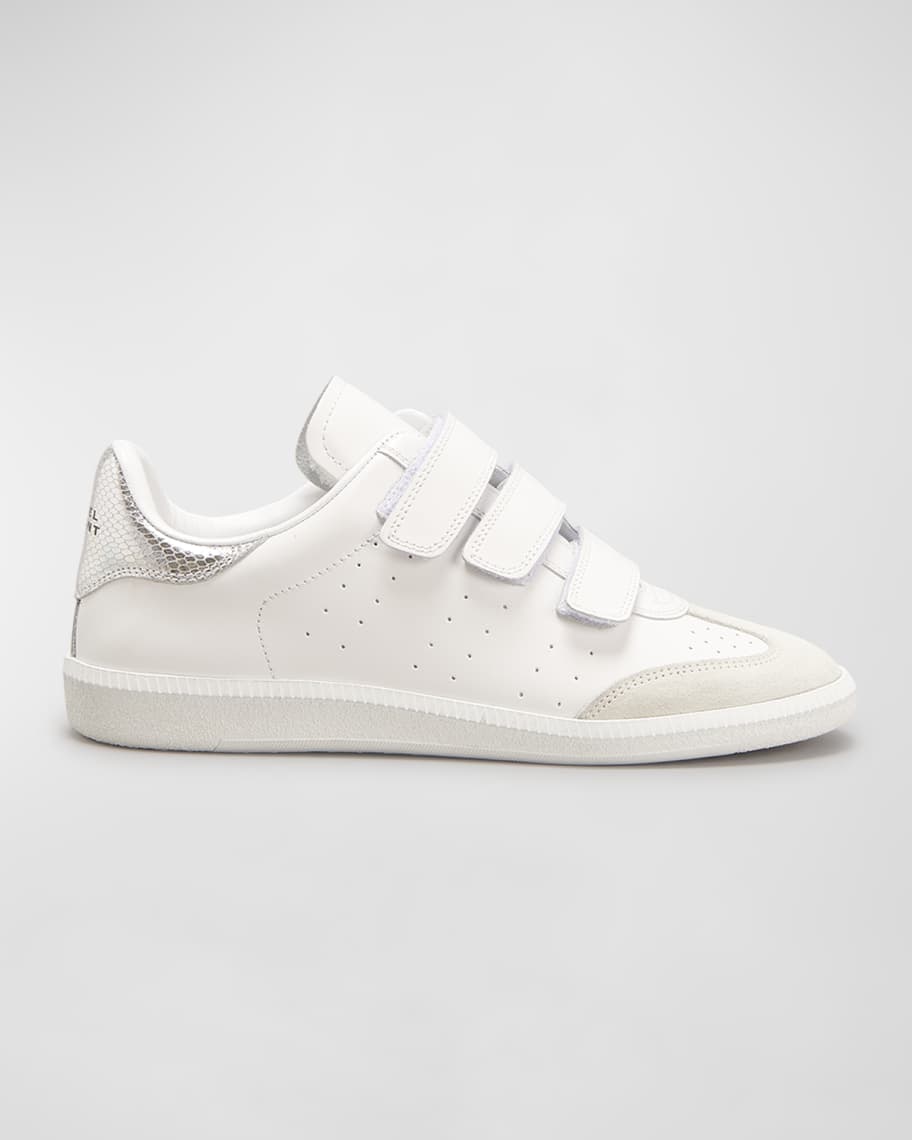 Isabel Marant Beth Mixed Leather Grip Tennis Sneakers | Neiman Marcus
