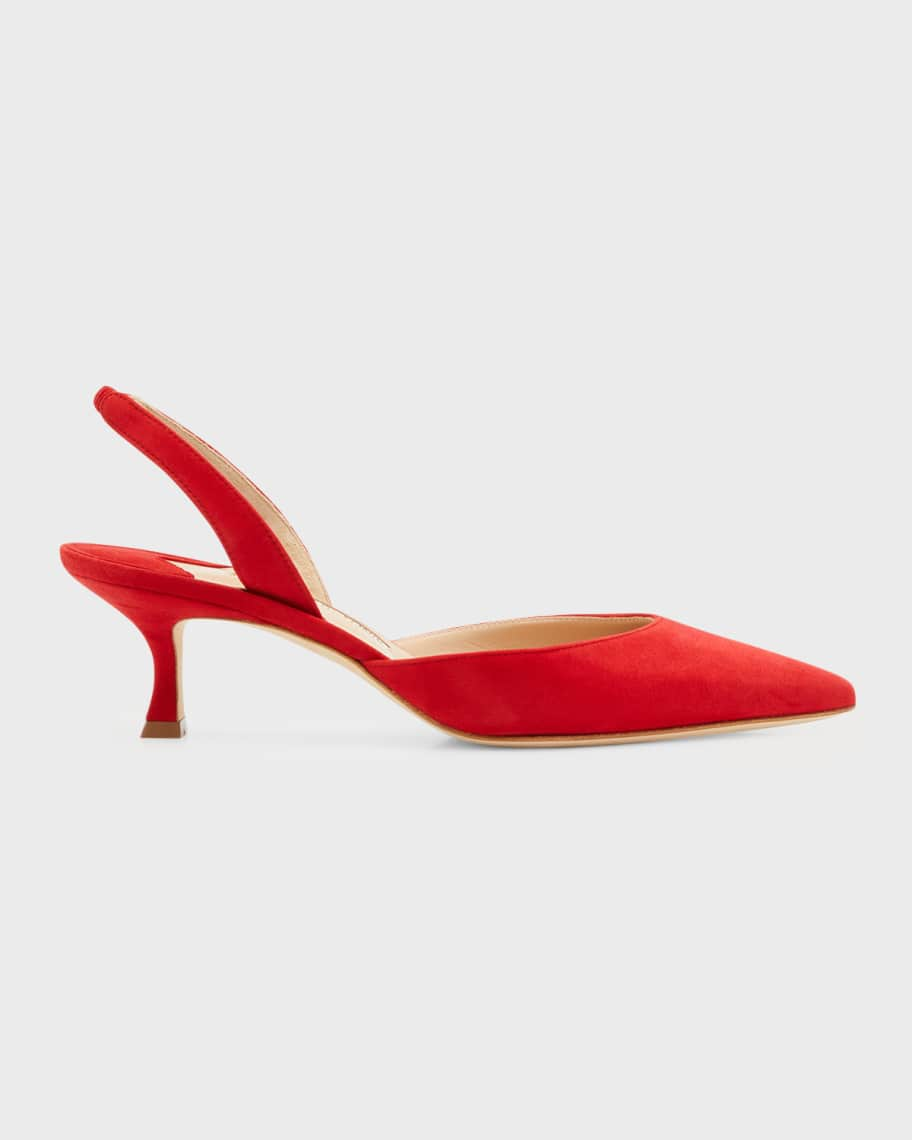 Manolo Blahnik Carolyne Kitten-Heel Halter Pumps | Neiman Marcus