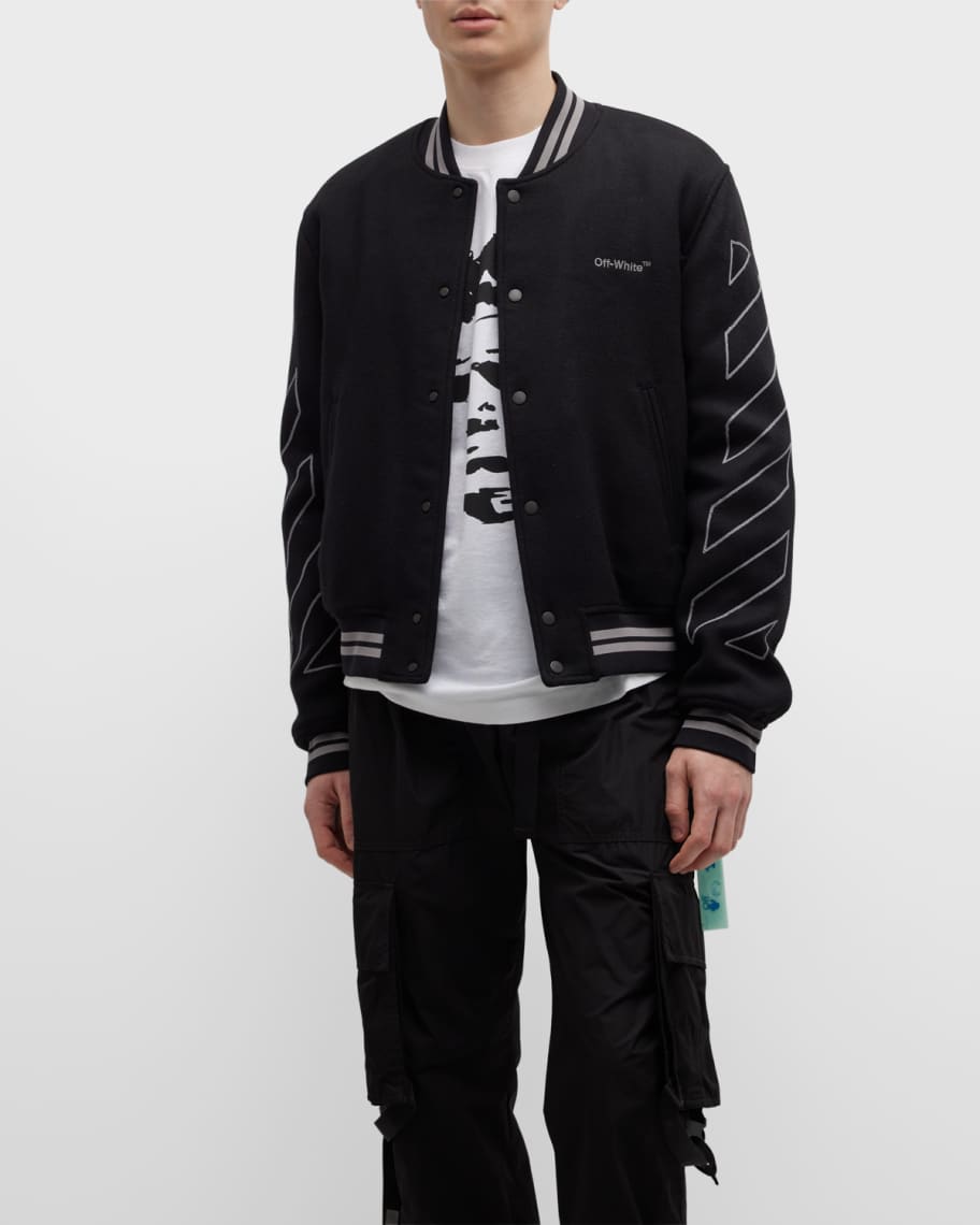 Off-White Diagonal Outline Wool Bomber Jacket