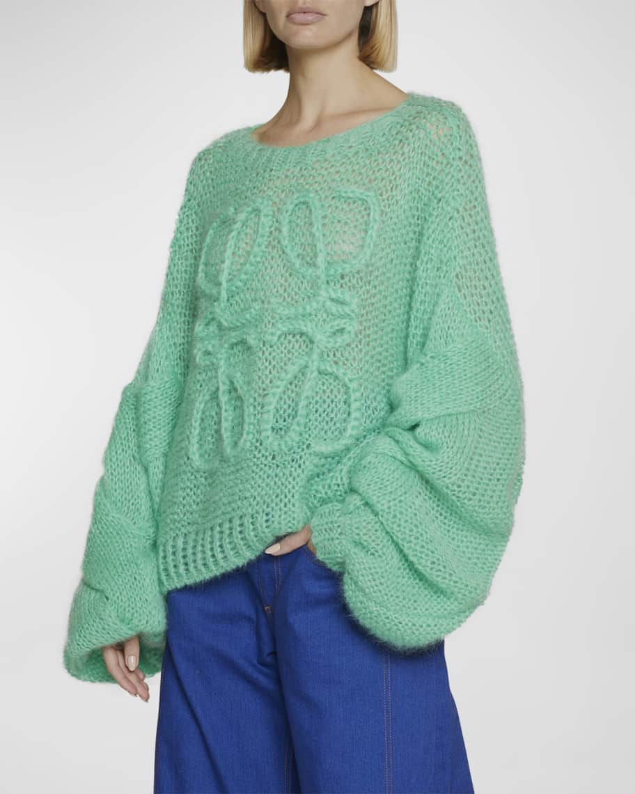 Loewe Anagram CableKnit Sleeve Sweater Neiman Marcus