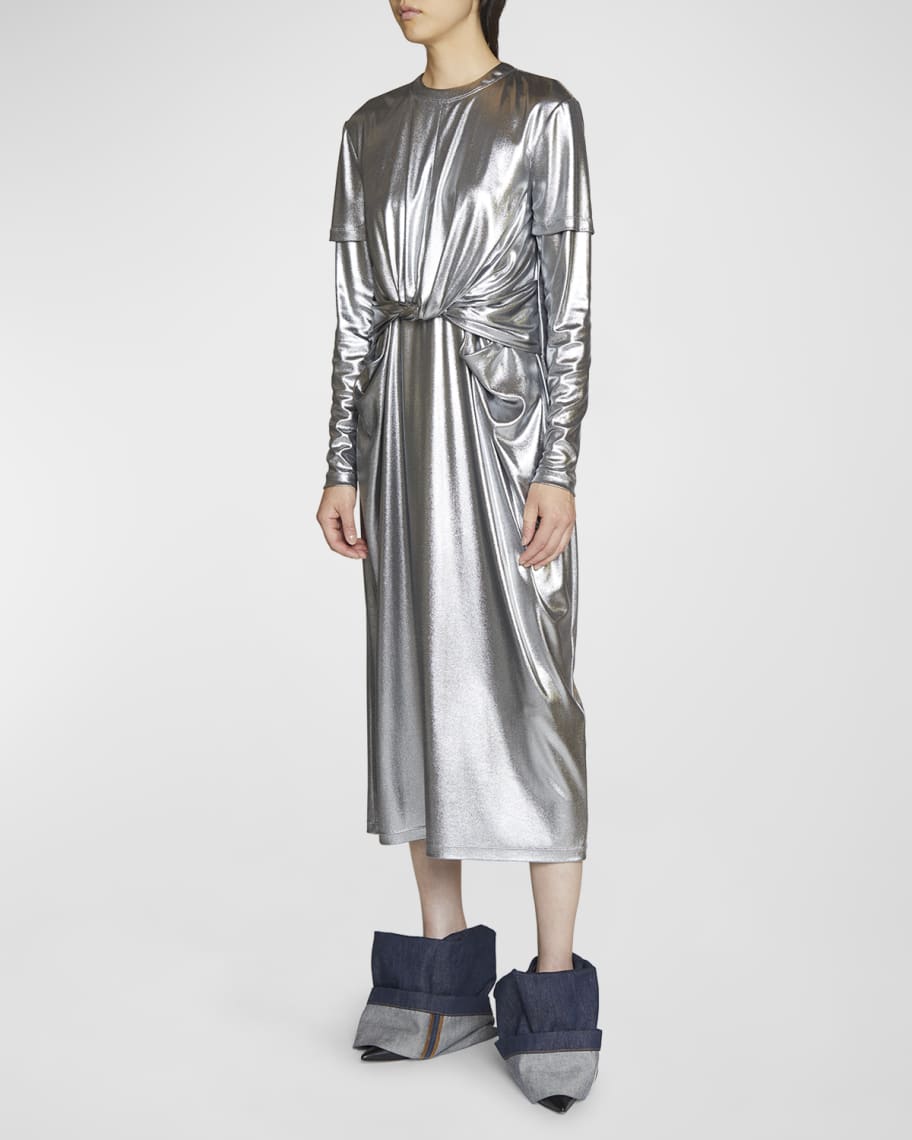 Loewe Metallic Twist Layered Maxi T-Shirt Dress | Neiman Marcus