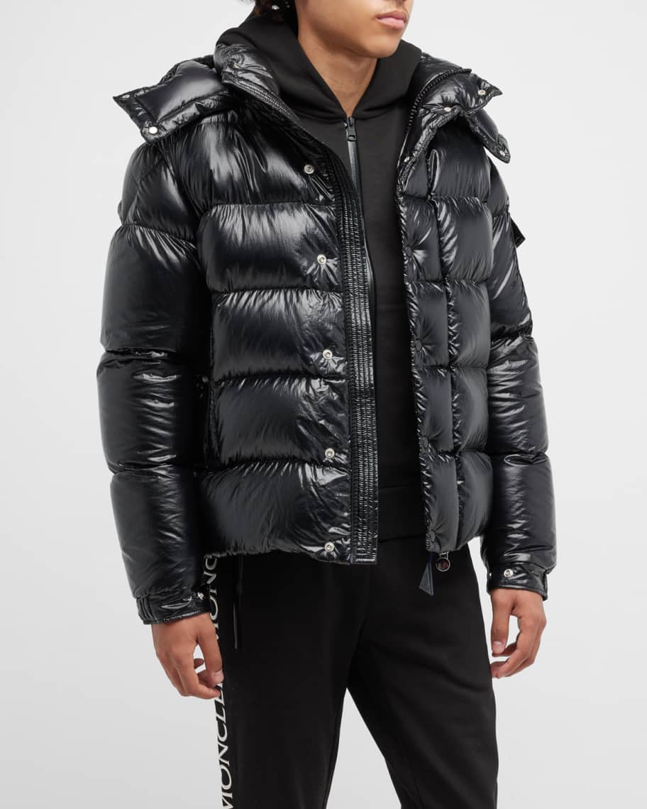 Moncler Besbre Leather-Trim Puffer Jacket - Black