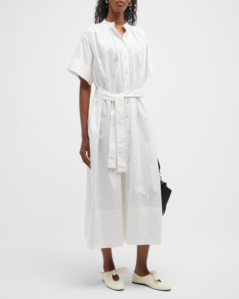 Co Gathered Button-Front Midi Dress | Neiman Marcus