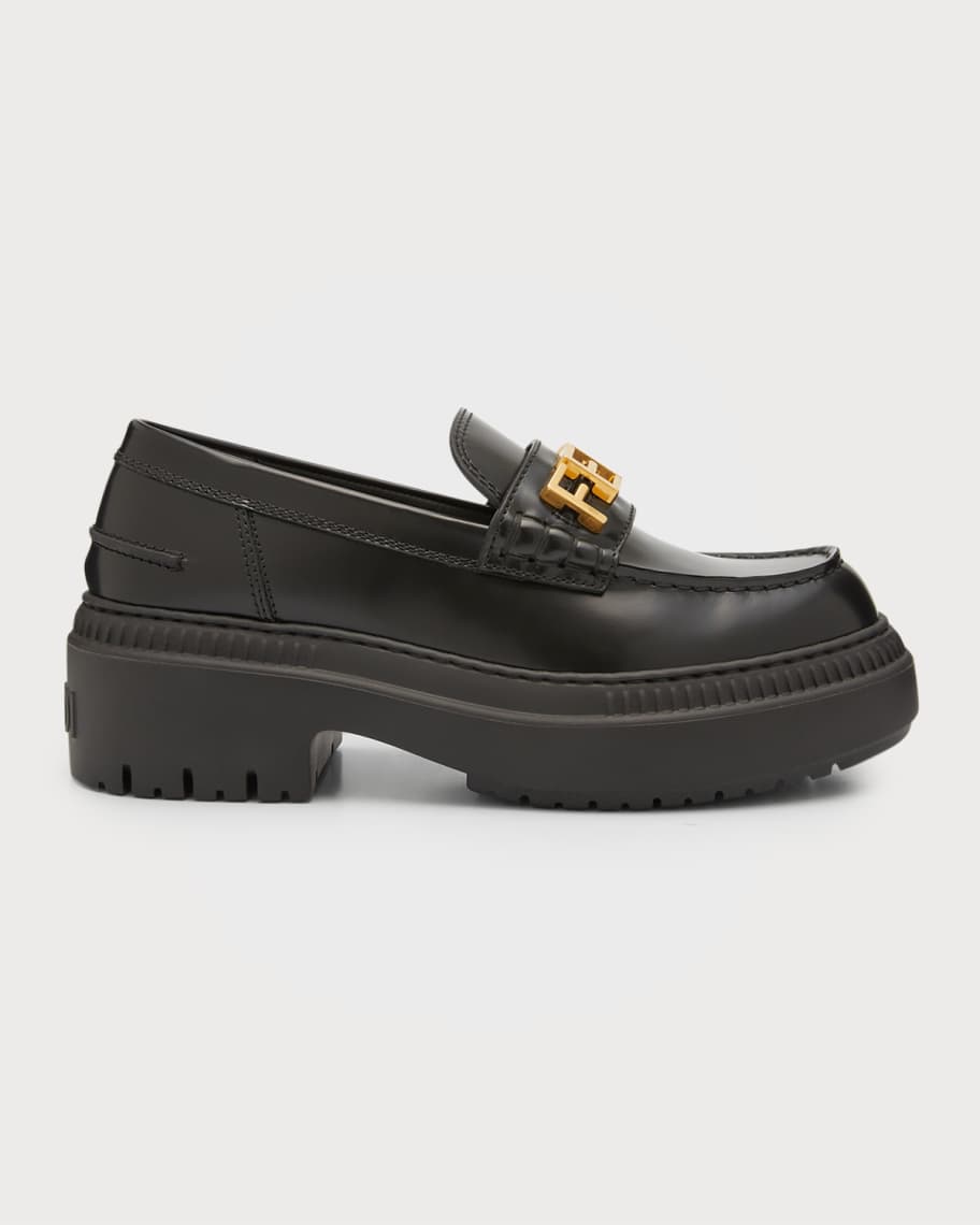 Fendi Fendigraphy Leather Platform Loafers | Neiman Marcus