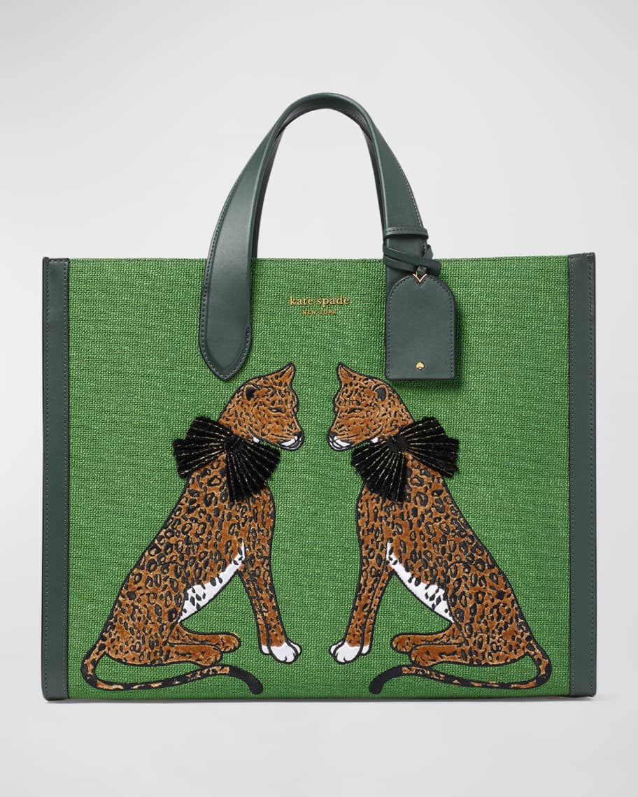 Manhattan Lady Leopard Embroidered Large Tote