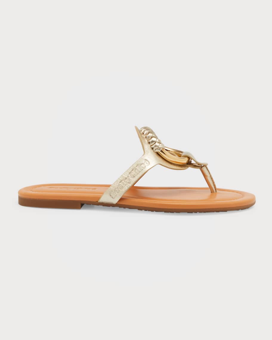 See by Chloe Hana Braided Ring Metallic Thong Sandals | Neiman Marcus