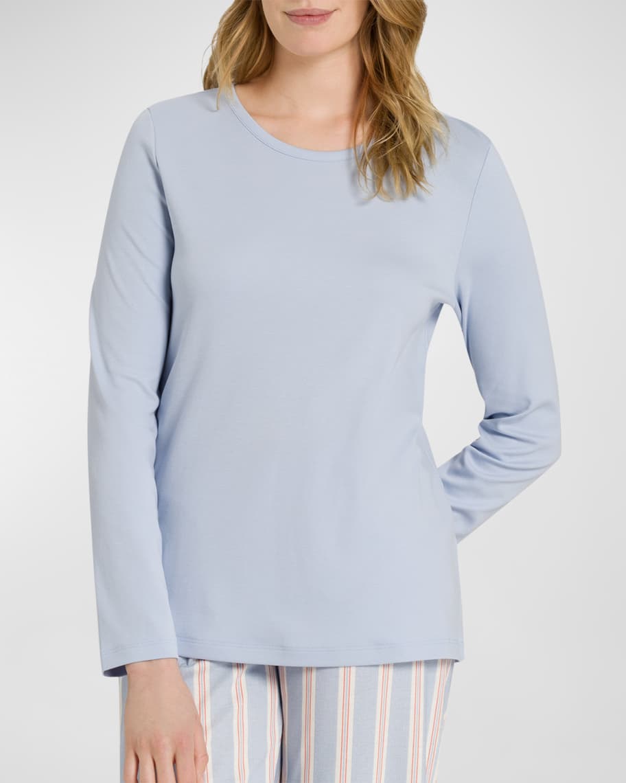 Crew neck cashmere-silk blend sweater FRIDA BLUE