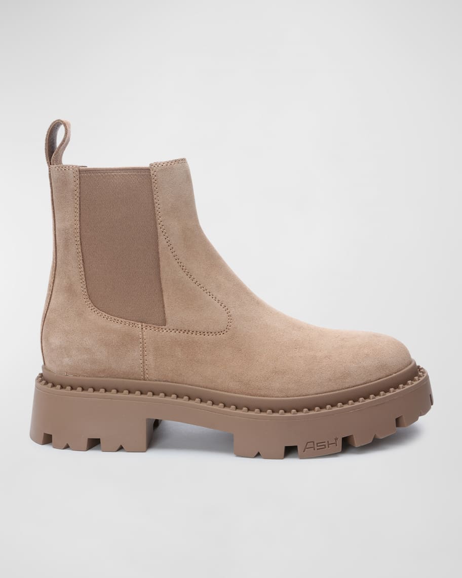 Ash Genesis Suede Lug Sole Chelsea Booties Neiman Marcus