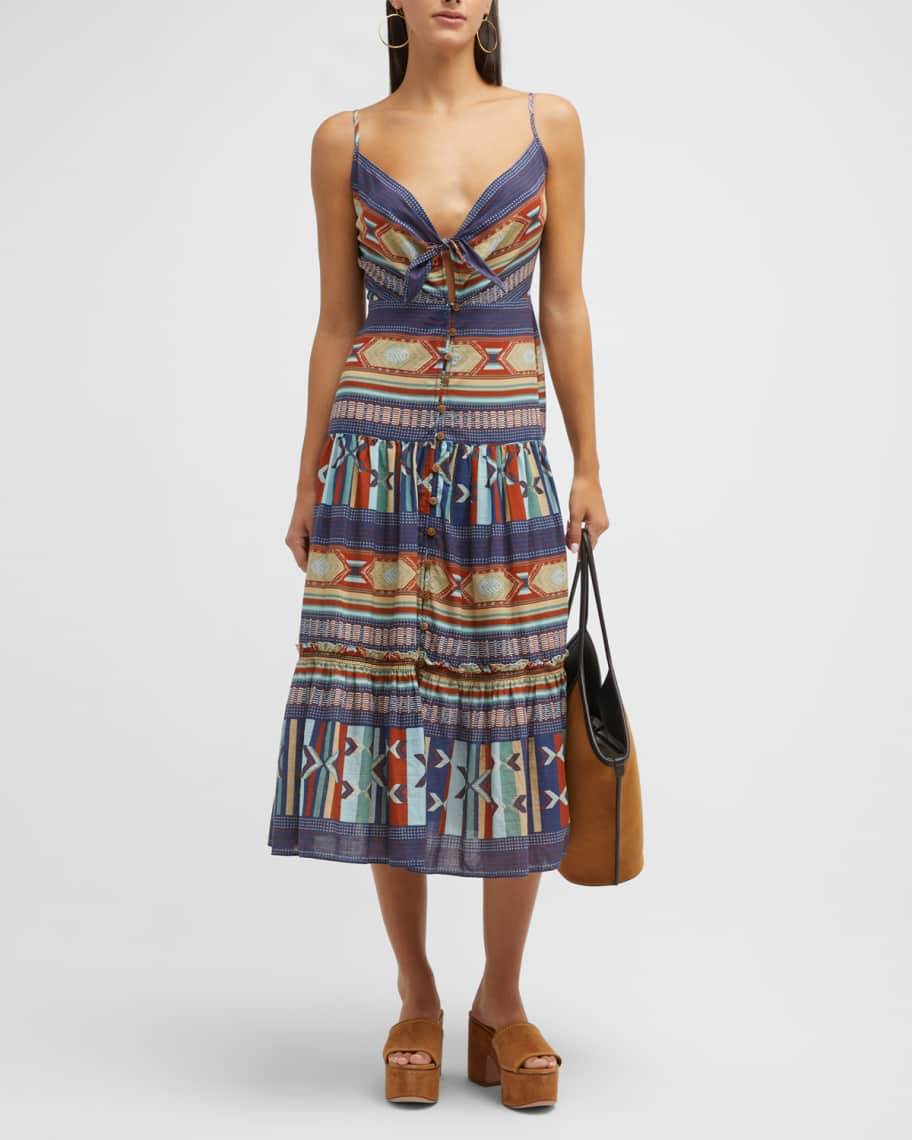 Veronica Beard Abilene Printed VNeck Midi Dress Neiman Marcus