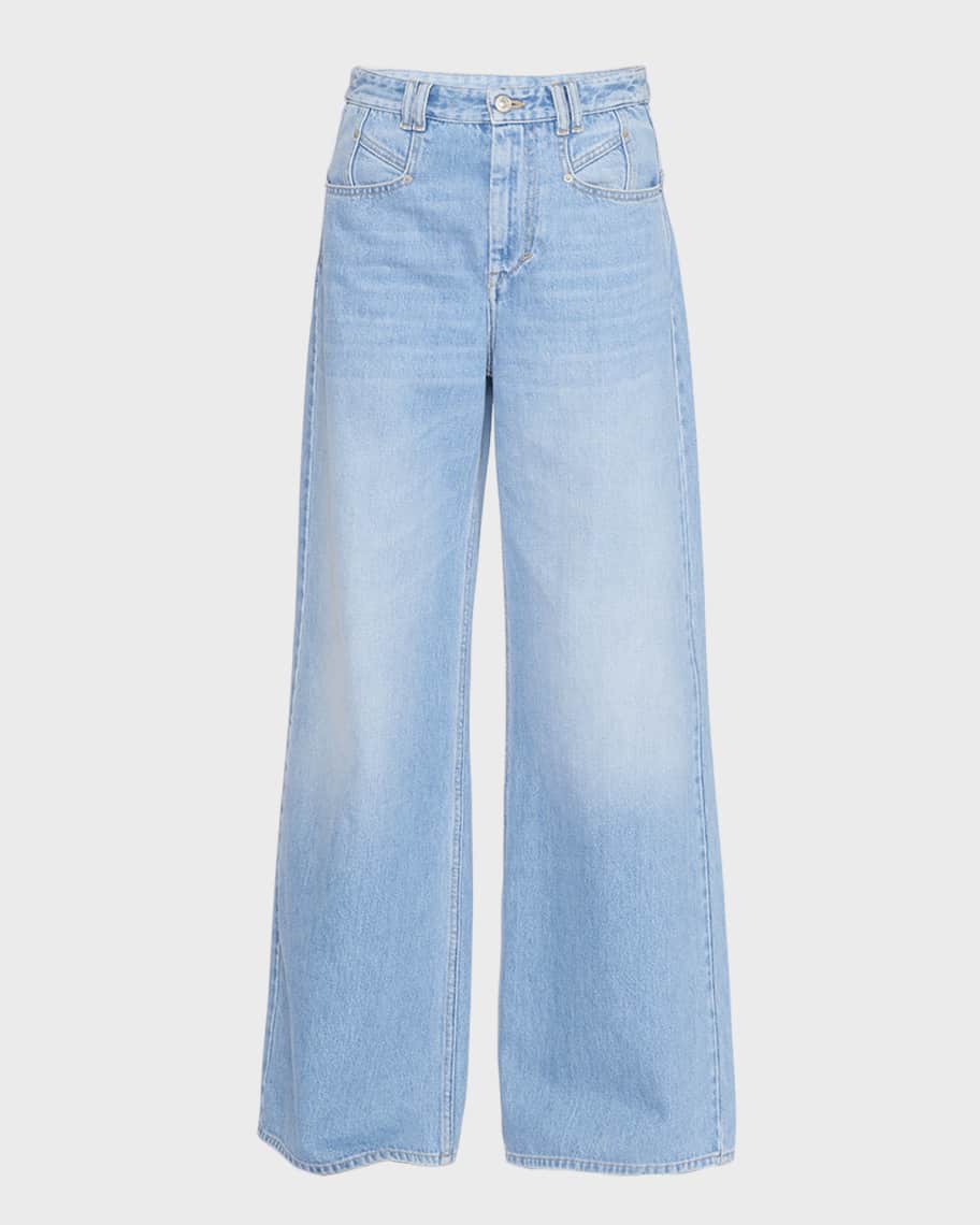 【送料&関税込】Isabel Marant Romina High-waist Wide-leg Tro Romina striped crêpe wide-leg pants in blue - Isabel Marant