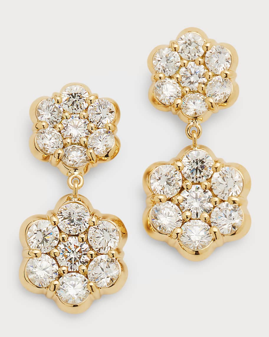 Bayco 18k Yellow Gold Flower Diamond Drop Earrings Neiman Marcus